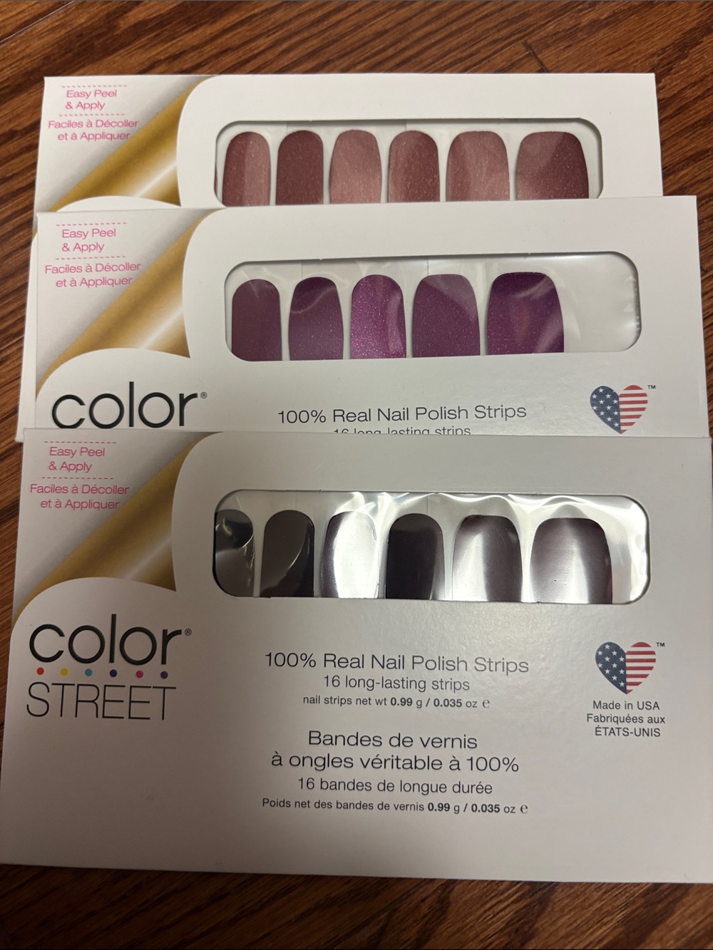 Color Street Pink, Mauve and Purple Nail Polish Strip Trio - Color Street